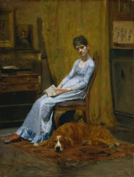 Framed Print : The Artists Wife and His Setter Dog, ca. 1884-89. Creator: Thomas Eakins Framed Print : The Artists Wife and His Setter Dog, ca. 1884-89. Creator: Thomas Eakins