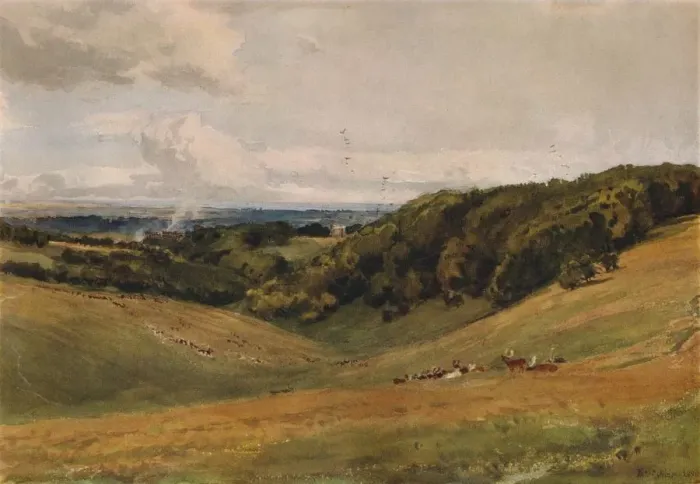 Framed Print : Arundel Park, with Deer, 1880. Artist: Thomas Collier Framed Print : Arundel Park, with Deer, 1880. Artist: Thomas Collier