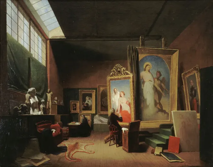 Framed Print : Ary Scheffer's workshop, rue Chaptal, 1851. Creator: Arie Johannes Lamme