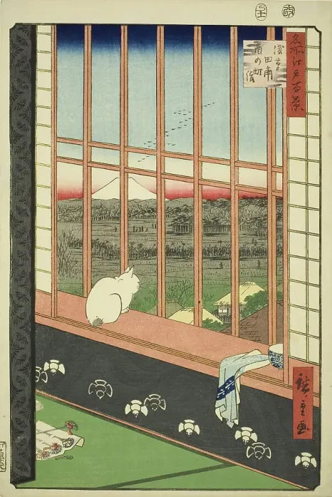 Framed Print : Asakusa Rice Fields and Torinomachi Festival (Asakusa tanbo Torinomachi mode)... 1857. Creator: Ando Hiroshige Framed Print : Asakusa Rice Fields and Torinomachi Festival (Asakusa tanbo Torinomachi mode)... 1857. Creator: Ando Hiroshige