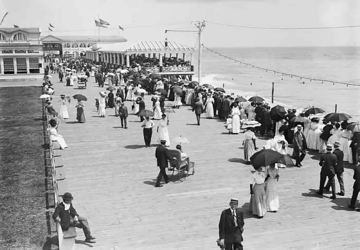 Framed Print : Asbury - Board walk & esplanade review, 1911. Creator: Bain News Service Framed Print : Asbury - Board walk & esplanade review, 1911. Creator: Bain News Service