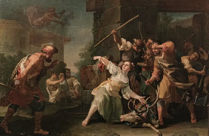 Framed Print : Ascanius shoots the stag of Silvia, 1779. Creator: Gallinoni, Paolo (active 1778-1779) Framed Print : Ascanius shoots the stag of Silvia, 1779. Creator: Gallinoni, Paolo (active 1778-1779)