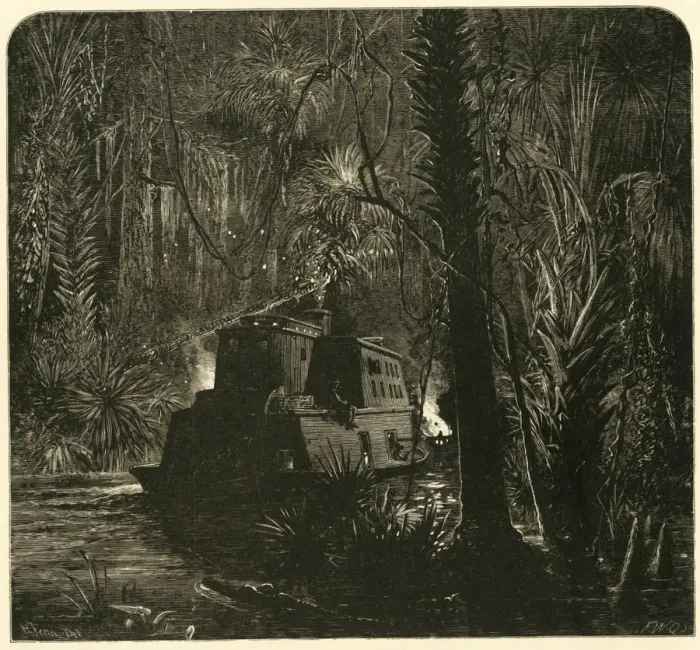 Framed Print : Ascending the Ocklawaha River at Night, 1872. Creator: Frederick William Quartley Framed Print : Ascending the Ocklawaha River at Night, 1872. Creator: Frederick William Quartley