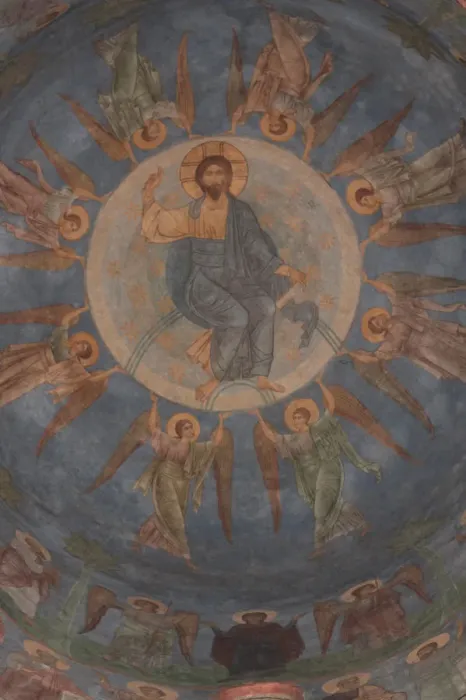 Framed Print : The Ascension of Christ, 12th century. Artist: Ancient Russian frescos Framed Print : The Ascension of Christ, 12th century. Artist: Ancient Russian frescos