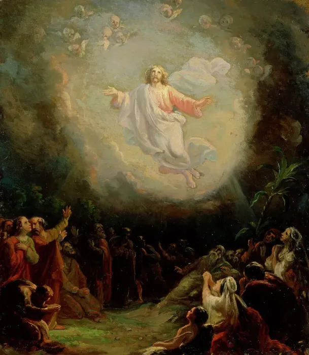 Framed Print : The Ascension of Christ, sketch for the Lemlanni altarpiece, 1872. Creator: Robert Wilhelm Ekman Framed Print : The Ascension of Christ, sketch for the Lemlanni altarpiece, 1872. Creator: Robert Wilhelm Ekman