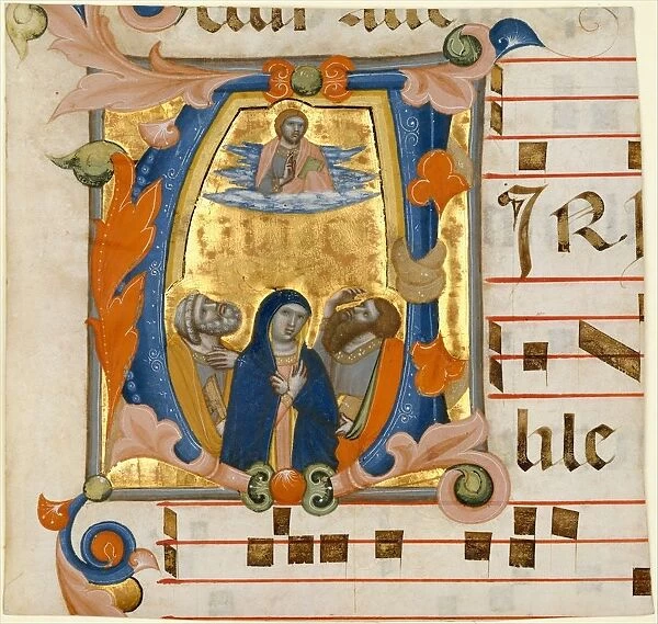 Ascension in an Initial V, ca. 1342-50. Creator: Niccolo di ser Sozzo