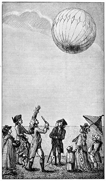Ascension of a Montgolfier balloon, late 18th century, (1910)