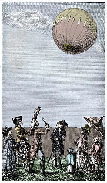 Ascension of a Montgolfier balloon, late 18th century, (1910)