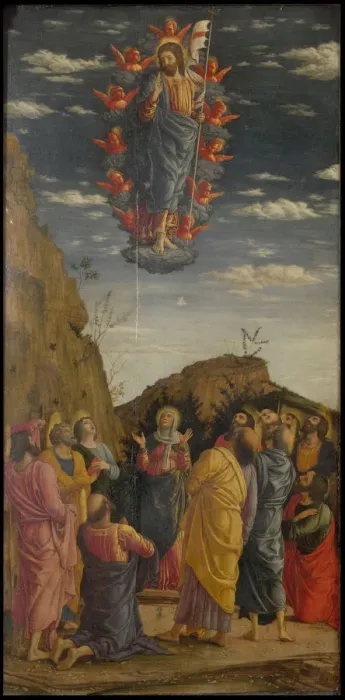 Framed Print : The Ascension (Trittico degli uffizi (Uffizi Tryptich), left panel), ca 1463-1464. Artist: Mantegna, Andrea (1431-1506) Framed Print : The Ascension (Trittico degli uffizi (Uffizi Tryptich), left panel), ca 1463-1464. Artist: Mantegna, Andrea (1431-1506)
