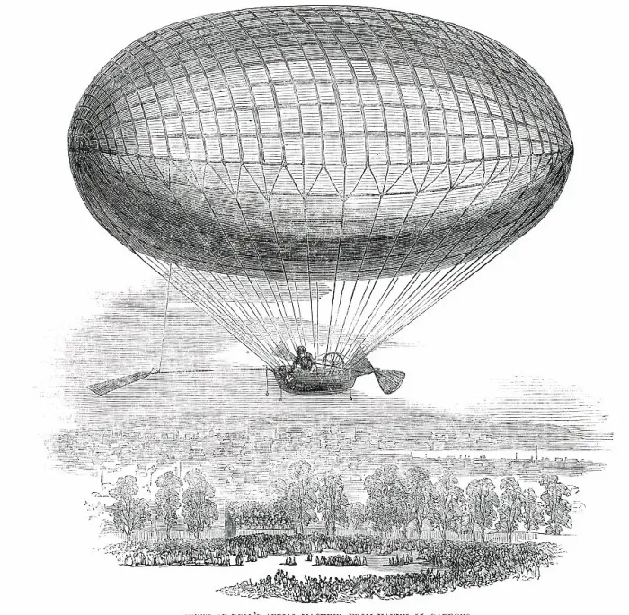 Framed Print : Ascent of Bell's Aerial Machine, from Vauxhall Gardens, 1850. Creator: Unknown Framed Print : Ascent of Bell's Aerial Machine, from Vauxhall Gardens, 1850. Creator: Unknown