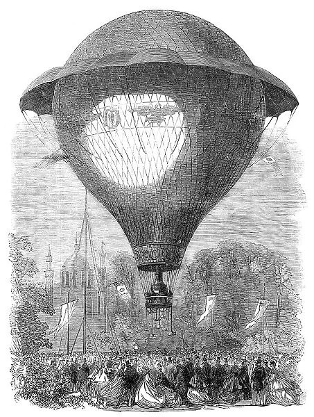 Ascent of M. Godard's Montgolfier balloon from Cremorne Gardens, 1864. Creator: Unknown
