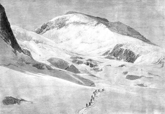 Framed Print : Ascent of Mont Blanc: M. Bisson's photographic expedition... 1862. Creator: Mason Jackson Framed Print : Ascent of Mont Blanc: M. Bisson's photographic expedition... 1862. Creator: Mason Jackson