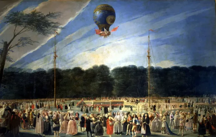 Framed Print : Ascent of a Montgolfier Balloon in Madrid, oil on canvas by Antonio Carnicero Framed Print : Ascent of a Montgolfier Balloon in Madrid, oil on canvas by Antonio Carnicero
