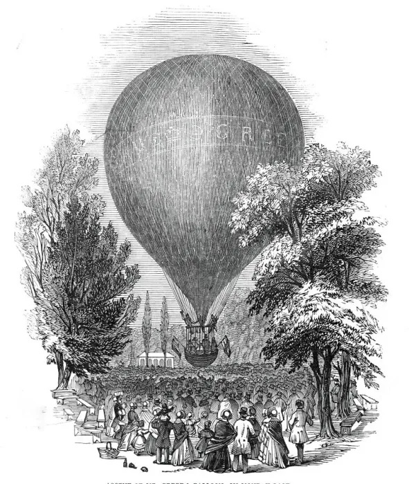 Framed Print : Ascent of Mr Greens Balloon, 1845. Creator: Unknown Framed Print : Ascent of Mr Greens Balloon, 1845. Creator: Unknown