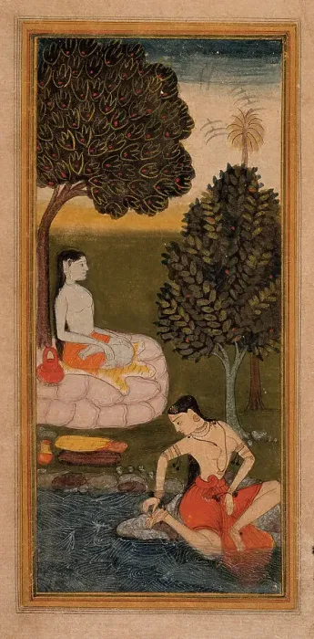 Framed Print : An Ascetic and a Woman Plucking a Thorn from her Foot (recto)... between 1600 and 1625 Creator: Unknown Framed Print : An Ascetic and a Woman Plucking a Thorn from her Foot (recto)... between 1600 and 1625 Creator: Unknown