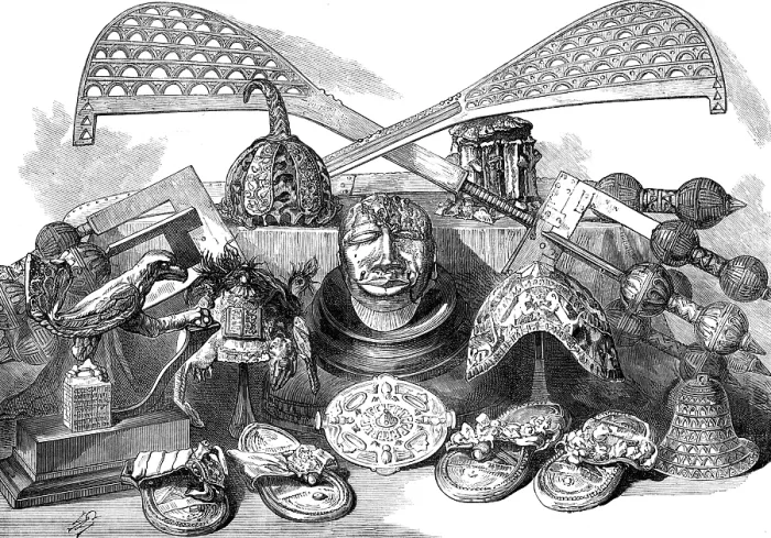 Framed Print : Ashantee golden ornaments and trophies, 1874. Creator: Unknown Framed Print : Ashantee golden ornaments and trophies, 1874. Creator: Unknown