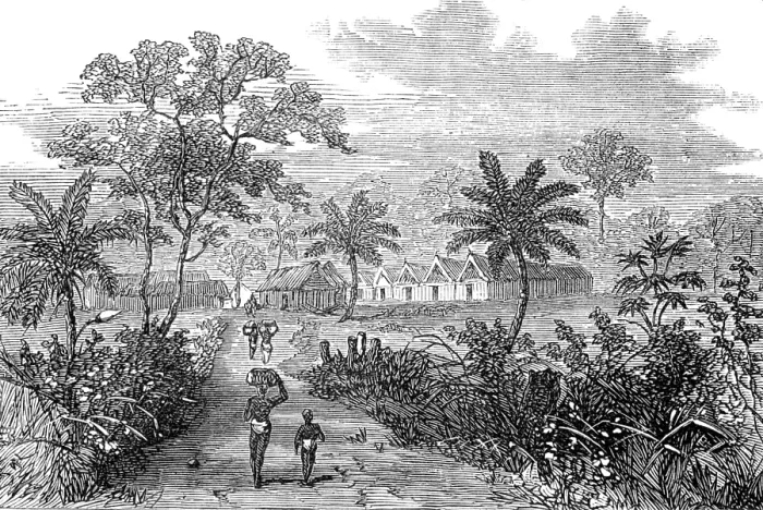 Framed Print : The Ashantee War: Accroful - station on the road to Coomassie, ...sketch by our special artist, 1874. Creator: Unknown Framed Print : The Ashantee War: Accroful - station on the road to Coomassie, ...sketch by our special artist, 1874. Creator: Unknown