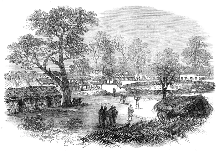 Framed Print : The Ashantee War: the Camp at Dunquah, from a sketch by our special artist, 1874. Creator: Unknown Framed Print : The Ashantee War: the Camp at Dunquah, from a sketch by our special artist, 1874. Creator: Unknown