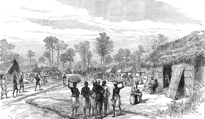 Framed Print : The Ashantee War: the Camp of Mansu, on the road to the Prah...sketch by our special artist, 1874. Creator: Unknown