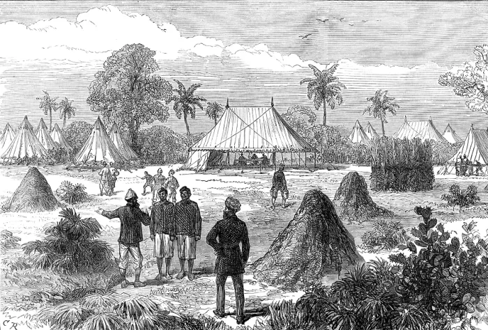 Framed Print : The Ashantee War: Captain Glover's head-quarters at Addah, from a sketch by our special artist, 1874 Creator: C. R.. The Ashantee War: Captain Glover's head-quarters at Addah, from a sketch by our special artist, 1874 Creator: C. R Framed Print : The Ashantee War: Captain Glover's head-quarters at Addah, from a sketch by our special artist, 1874 Creator: C. R.. The Ashantee War: Captain Glover's head-quarters at Addah, from a sketch by our special artist, 1874 Creator: C. R