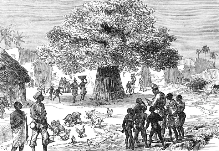 Framed Print : The Ashantee War: fetish tree in village near Cape Coast Castle...sketch by our special artist, 1874 Creator: Unknown Framed Print : The Ashantee War: fetish tree in village near Cape Coast Castle...sketch by our special artist, 1874 Creator: Unknown