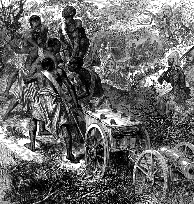 Framed Print : The Ashantee War: howitzer battery for n*gro gunners, 1873. Creator: Unknown Framed Print : The Ashantee War: howitzer battery for n*gro gunners, 1873. Creator: Unknown