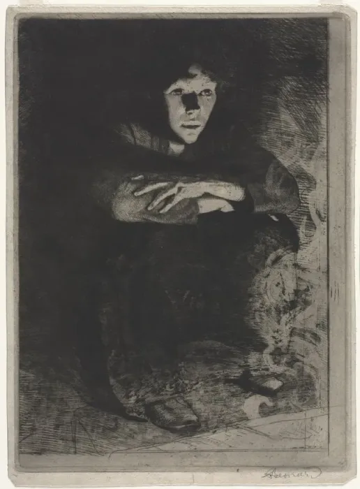Framed Print : In the Ashes, 1887. Creator: Albert Besnard (French, 1849-1934) Framed Print : In the Ashes, 1887. Creator: Albert Besnard (French, 1849-1934)