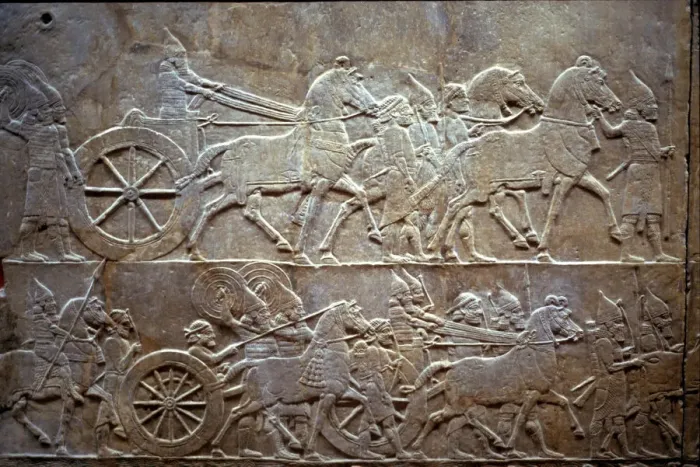 Framed Print : Ashurbanipal at the Battle of Til-Tuba, 650-620 BC. Artist: Assyrian Art Framed Print : Ashurbanipal at the Battle of Til-Tuba, 650-620 BC. Artist: Assyrian Art