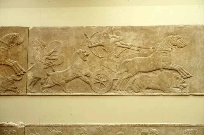 Framed Print : Ashurnasirpal II killing lions, c645 BC-635 BC Framed Print : Ashurnasirpal II killing lions, c645 BC-635 BC