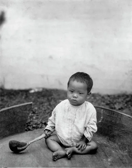 Framed Print : Asian(?) baby seated holding spoon or ladle, World's Columbian Exposition, Chicago, Ill. 1891 or 92 Creator: Frances Benjamin Johnston Framed Print : Asian(?) baby seated holding spoon or ladle, World's Columbian Exposition, Chicago, Ill. 1891 or 92 Creator: Frances Benjamin Johnston