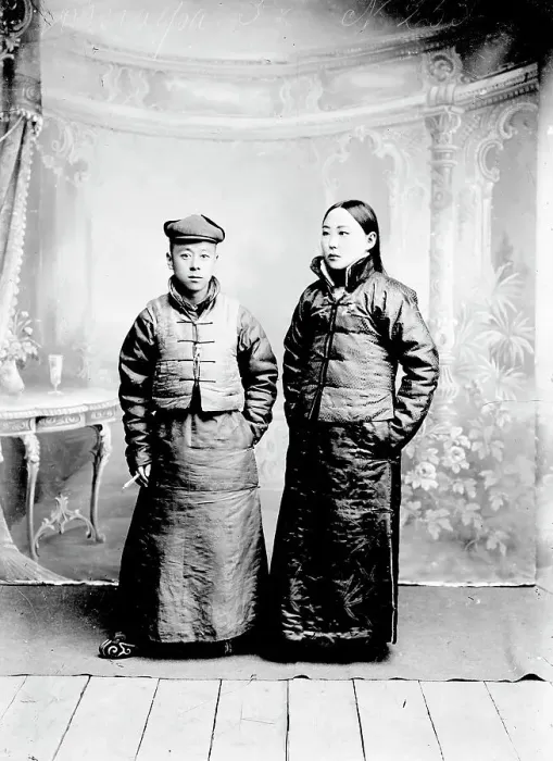 Framed Print : Asian man and woman, 1900. Creator: Nikolai Nikolaevich Petrov Framed Print : Asian man and woman, 1900. Creator: Nikolai Nikolaevich Petrov