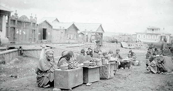 Asian traders in front of the datsan, 1880. Creator: Nikolai Nikolaevich Petrov