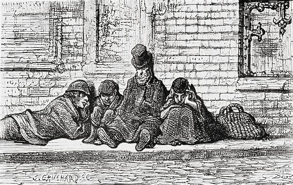 Asleep in the Streets, 1872. Creator: Gustave Doré