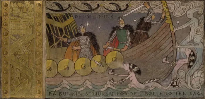 Framed Print : Asmund and his Brothers on the Sea, Between 1902 and 1904. Creator: Gerhard Munthe Framed Print : Asmund and his Brothers on the Sea, Between 1902 and 1904. Creator: Gerhard Munthe