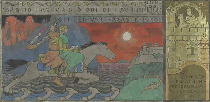 Framed Print : Asmund and the Princess riding Home, Between 1902 and 1904. Creator: Gerhard Munthe Framed Print : Asmund and the Princess riding Home, Between 1902 and 1904. Creator: Gerhard Munthe