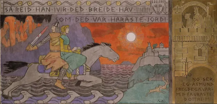 Framed Print : Asmund and the Princess riding Home. Artist: Munthe, Gerhard (1849-1929) Framed Print : Asmund and the Princess riding Home. Artist: Munthe, Gerhard (1849-1929)