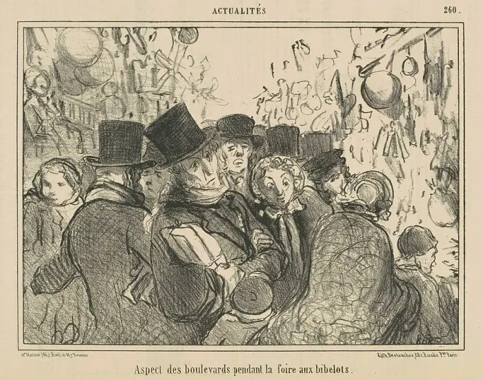 Framed Print : Aspect des boulevards pendant la foire aux bibelots, 19th century. Creator: Honore Daumier Framed Print : Aspect des boulevards pendant la foire aux bibelots, 19th century. Creator: Honore Daumier