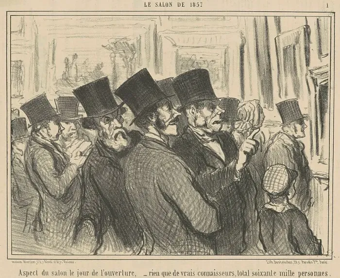 Framed Print : Aspect de salon le jour de l'ouverture... 19th century. Creator: Honore Daumier Framed Print : Aspect de salon le jour de l'ouverture... 19th century. Creator: Honore Daumier