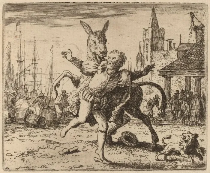 Framed Print : The Ass and the Hound, probably c. 1645 / 1656. Creator: Allart van Everdingen Framed Print : The Ass and the Hound, probably c. 1645 / 1656. Creator: Allart van Everdingen