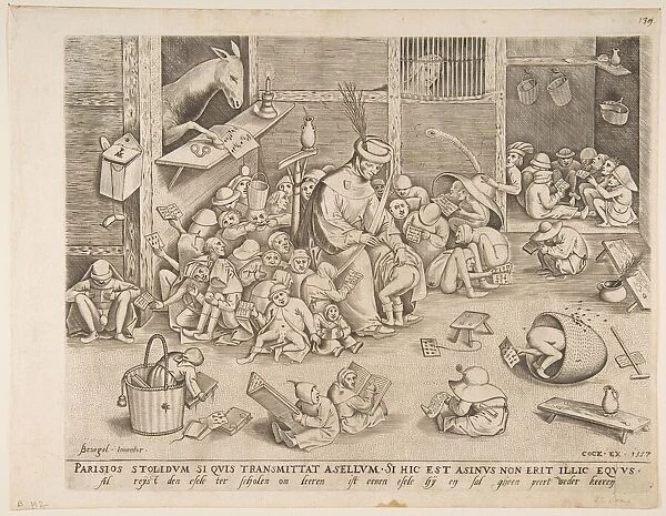 The Ass at School, 1557. Creator: Pieter van der Heyden