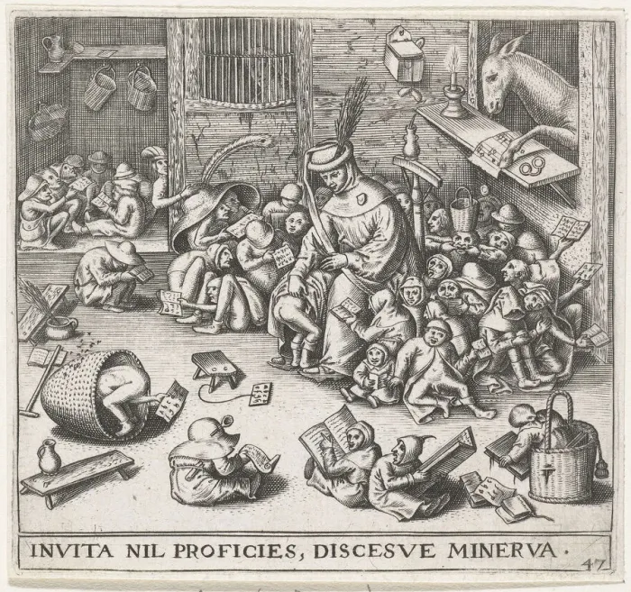Framed Print : The Ass in the School. Artist: Heyden, Pieter, van der (1538-1572) Framed Print : The Ass in the School. Artist: Heyden, Pieter, van der (1538-1572)