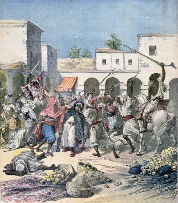 Framed Print : Assassination of a French collaborator, Morocco, 1891. Artist: Henri Meyer Framed Print : Assassination of a French collaborator, Morocco, 1891. Artist: Henri Meyer