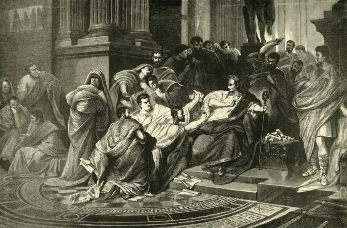 Framed Print : Assassination of Julius Caesar, 1890. Creator: Unknown Framed Print : Assassination of Julius Caesar, 1890. Creator: Unknown