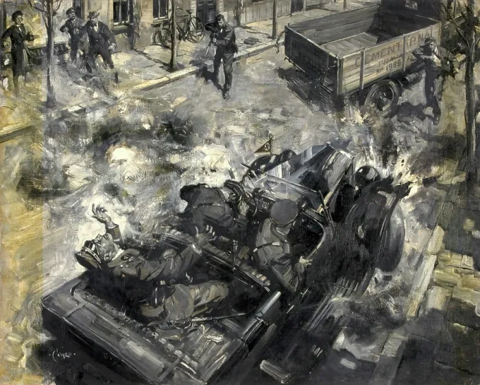 Framed Print : Assassination of Reinhard Heydrich, c1942. Creators: Central Office of Information, Terence Tenison Cuneo Framed Print : Assassination of Reinhard Heydrich, c1942. Creators: Central Office of Information, Terence Tenison Cuneo