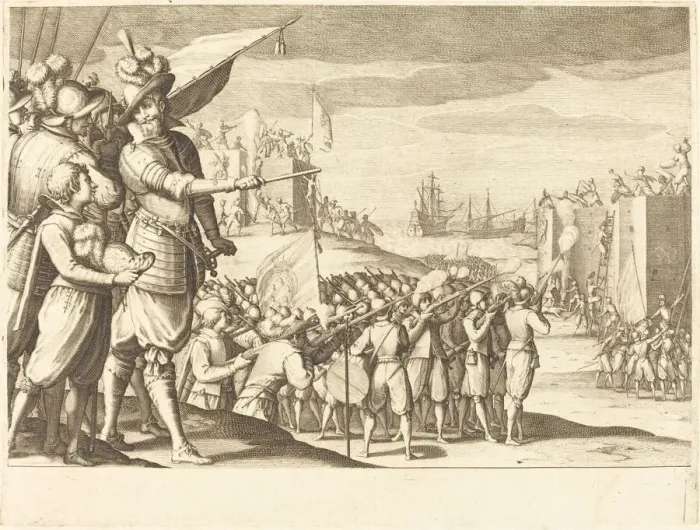 Framed Print : Assault on Two Fortresses, c. 1614. Creator: Jacques Callot Framed Print : Assault on Two Fortresses, c. 1614. Creator: Jacques Callot
