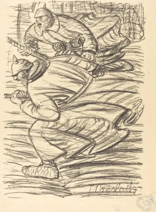 Framed Print : The Assault, published 1915. Creator: Ernst Barlach Framed Print : The Assault, published 1915. Creator: Ernst Barlach