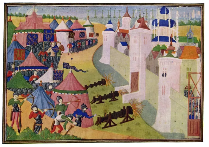 Framed Print : The Assault on the Strong Town of Afrique, 15th Century. Artist: Master of the Harley Froissart Framed Print : The Assault on the Strong Town of Afrique, 15th Century. Artist: Master of the Harley Froissart