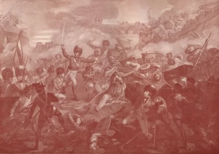 Framed Print : The Assault and Taking of Seringapatam, 1801 (1909). Artist: Anthony Cardon Framed Print : The Assault and Taking of Seringapatam, 1801 (1909). Artist: Anthony Cardon