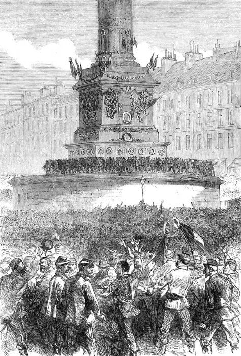 Framed Print : Assemblage of Paris republicans at the Column of July, Place de la Bastille, 1871. Creator: Unknown Framed Print : Assemblage of Paris republicans at the Column of July, Place de la Bastille, 1871. Creator: Unknown