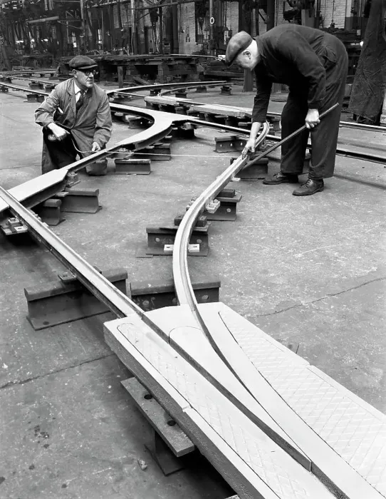 Framed Print : Assembling trackwork in an ICI factory, Sheffield, South Yorkshire, 1963. Artist Framed Print : Assembling trackwork in an ICI factory, Sheffield, South Yorkshire, 1963. Artist